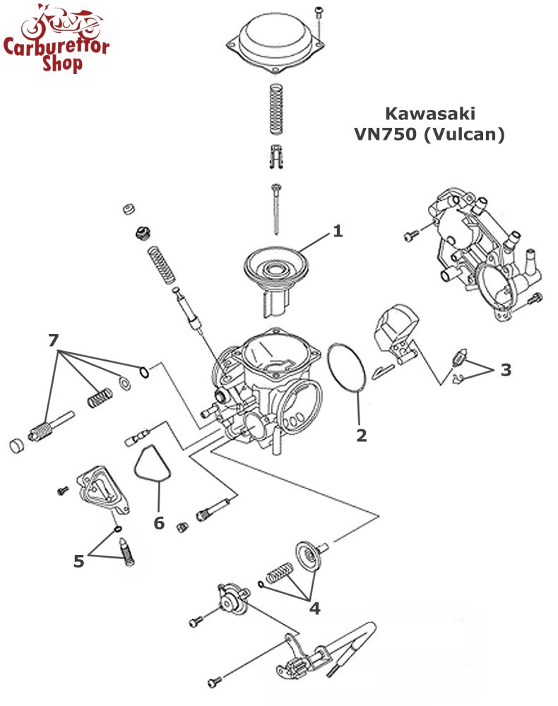 fusion Sportsmand Afspejling Kawasaki VN750 Vulcan Carburetor Spare Parts and Service Kits